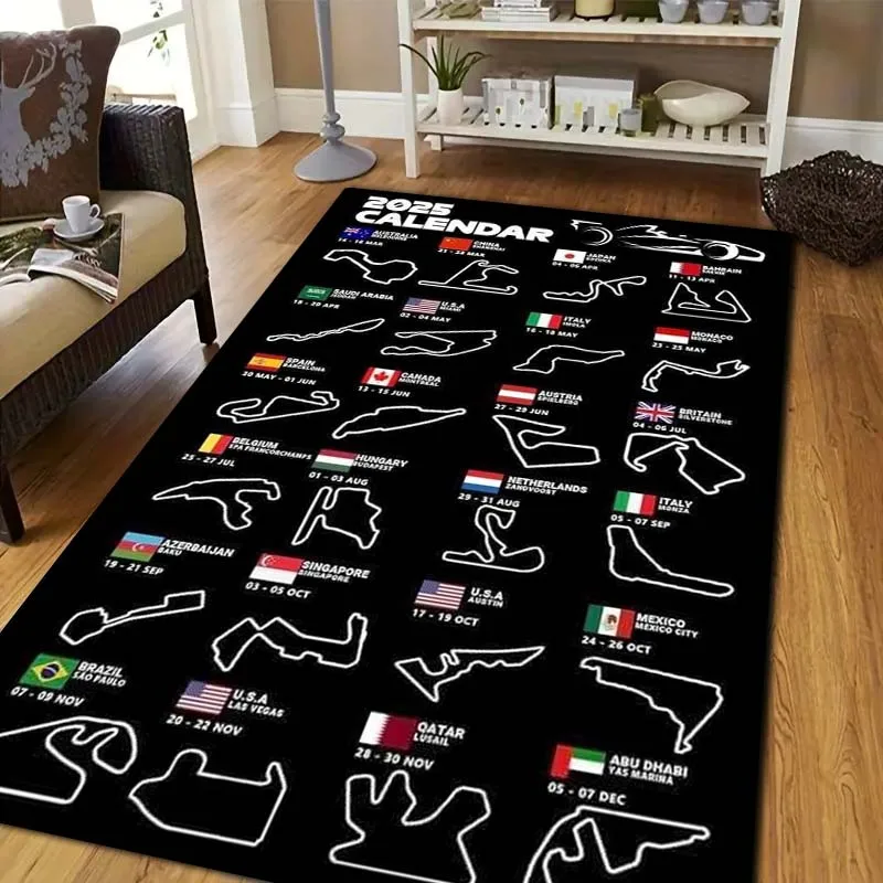 3D Racing Circuit Design Carpet Mat Rug - Silverstone/Laguna Seca Track Pattern Home Decoration Non-Slip Floor Mat Welcome Mat