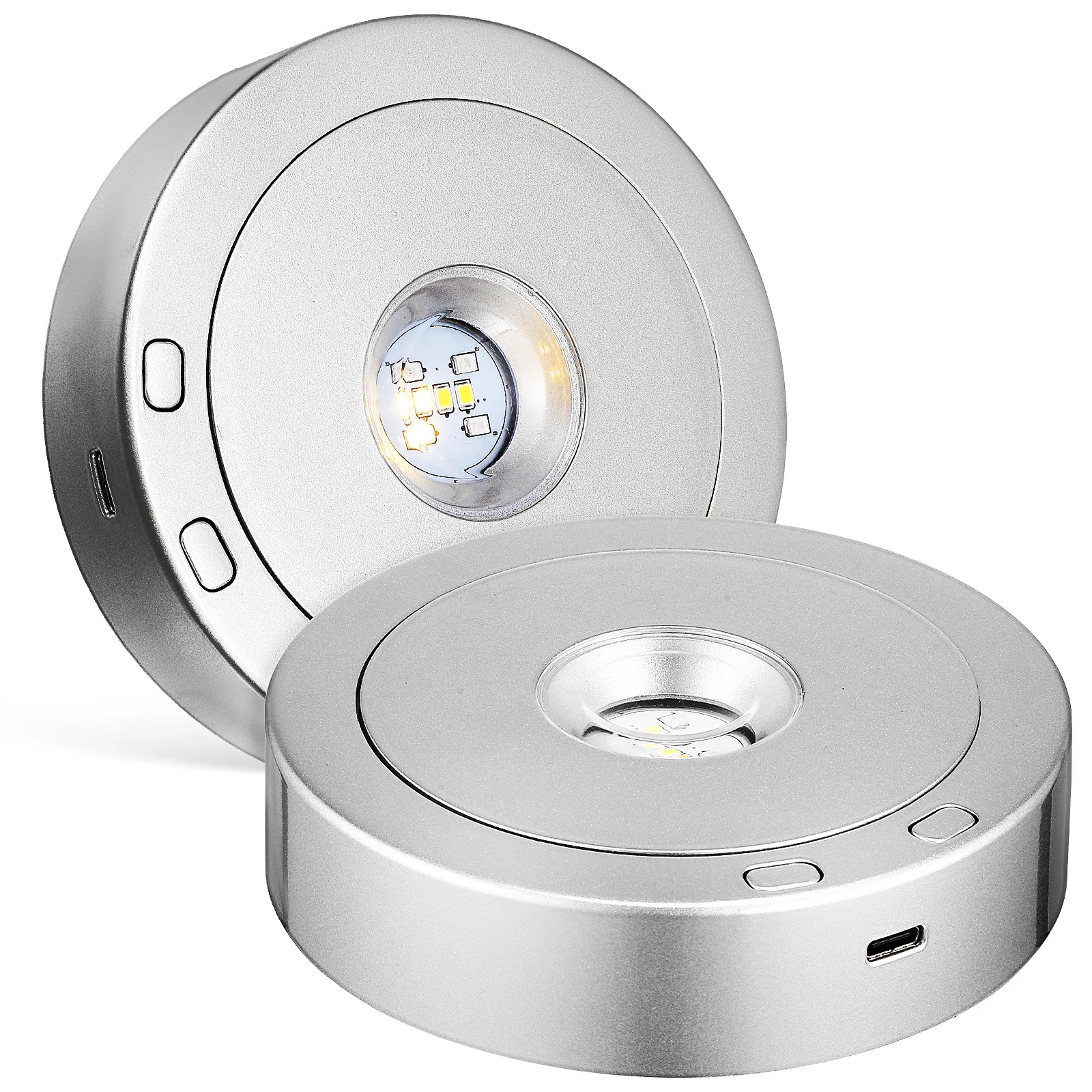 2 Stück drehbare LED-Lichtbasen, mehrere Farben, Display-Ständer für Glasornamente, Kristall-Display-Halter, LED-Lichtbasis