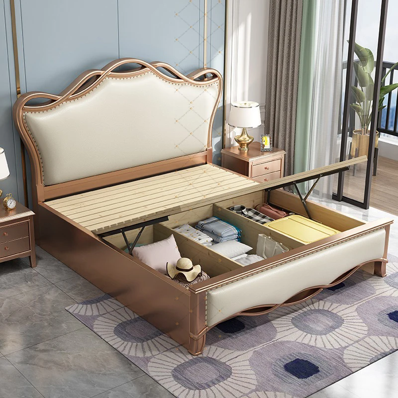 

# Light Luxury 1.8 Meter Double Bed Vintage Hotel Bedroom Furniture With Leather For Apartment