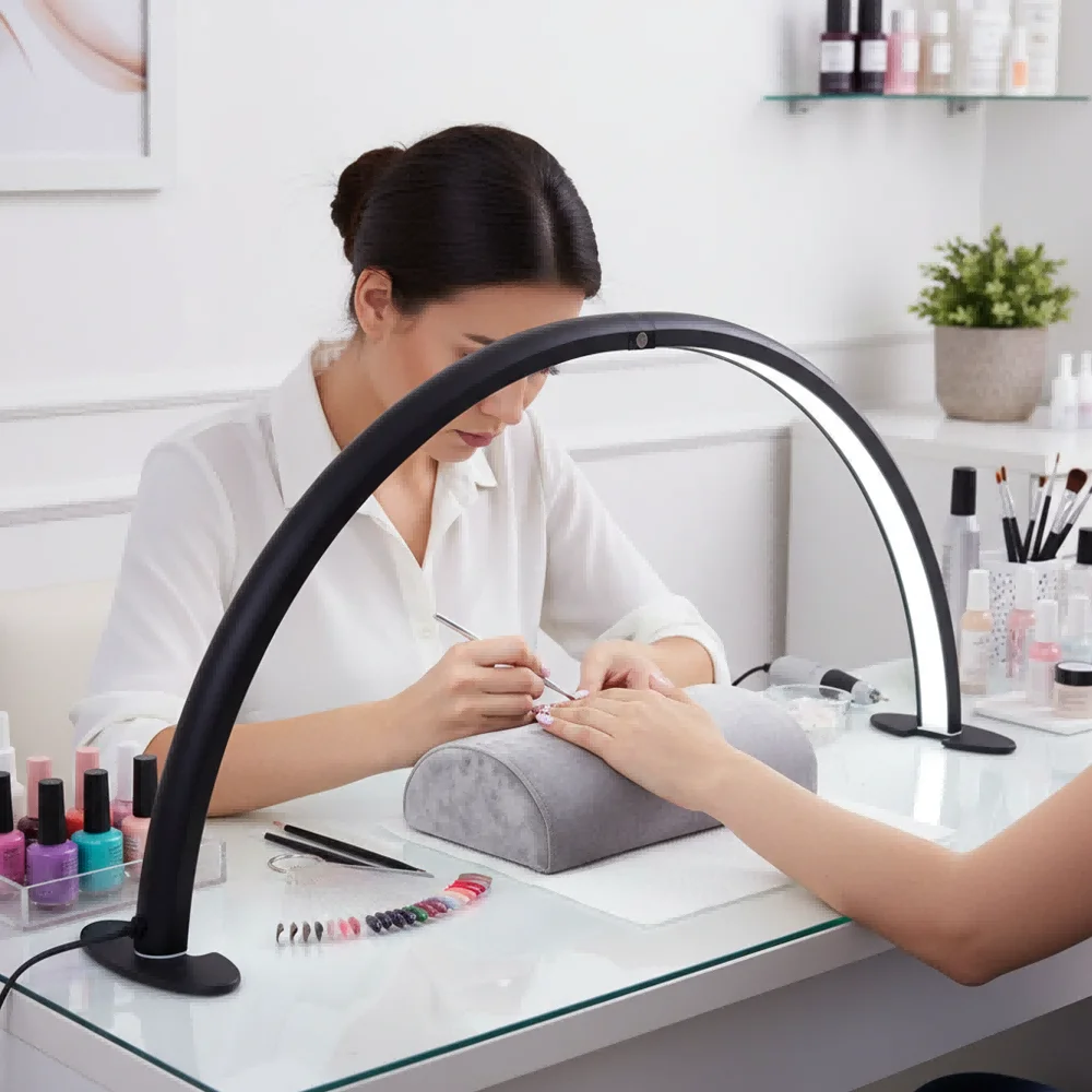

30inch Half Moon Light for Nail Desk 76cm 48W High Light Arch Photography Filling Crescent Desktop Manicure Craft Work Lamp