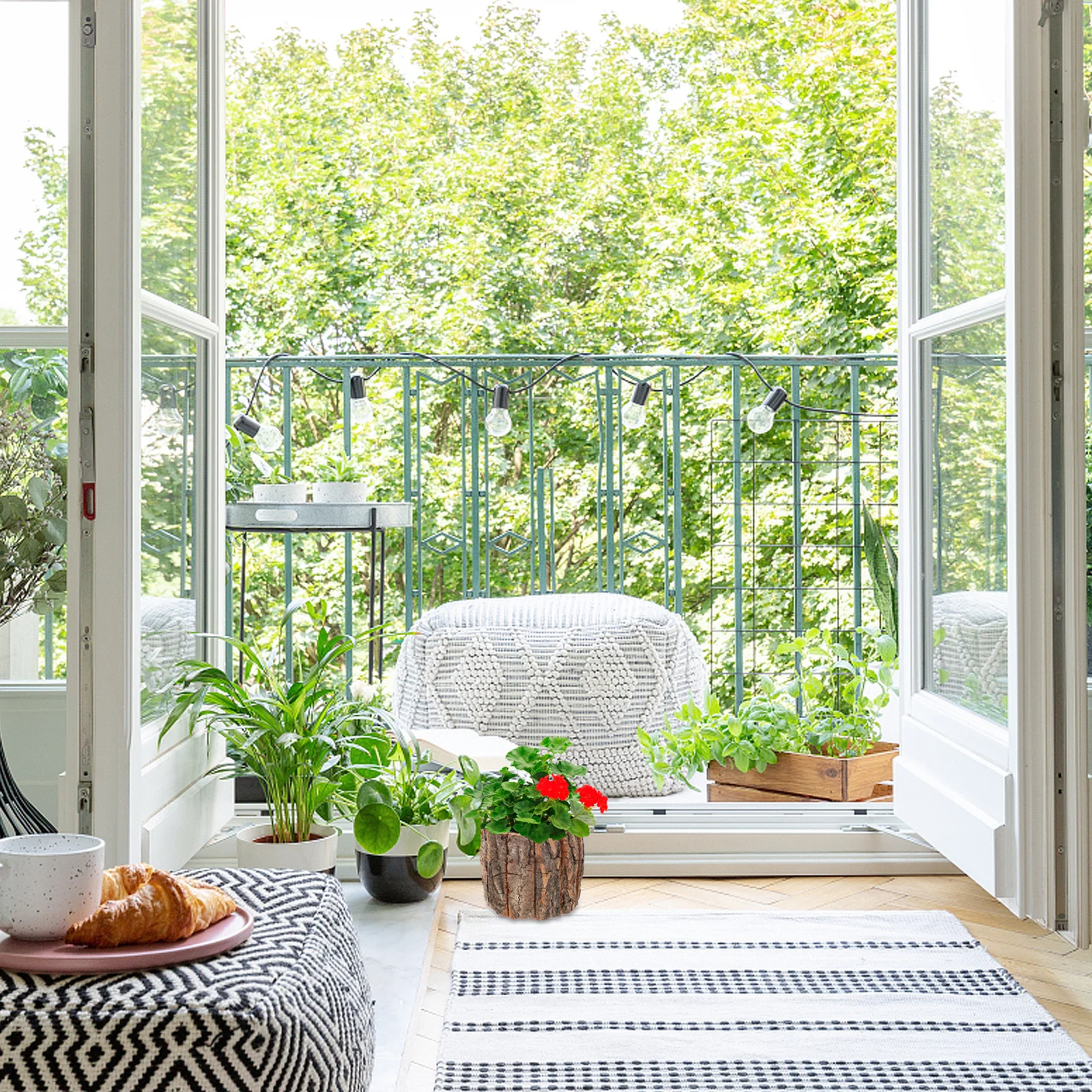 

Christmas Fresh Hug Bucket Natural Bark Round Flower Holder For Home Decor Outdoor Indoor Use Simple Rustic