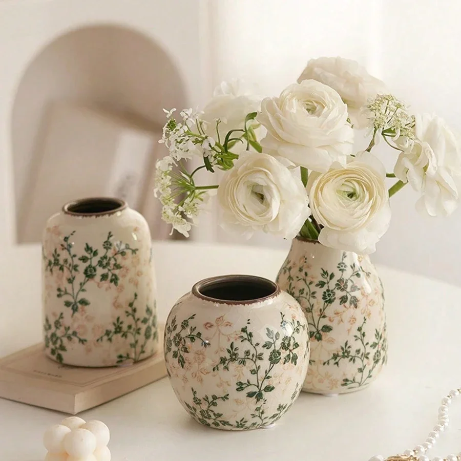 Ice Crackle Ceramic Vase Handmade Vase Bohemian Art Home Decoration Suitable Fresh/Dry Flower Display For Living Rooms Offices