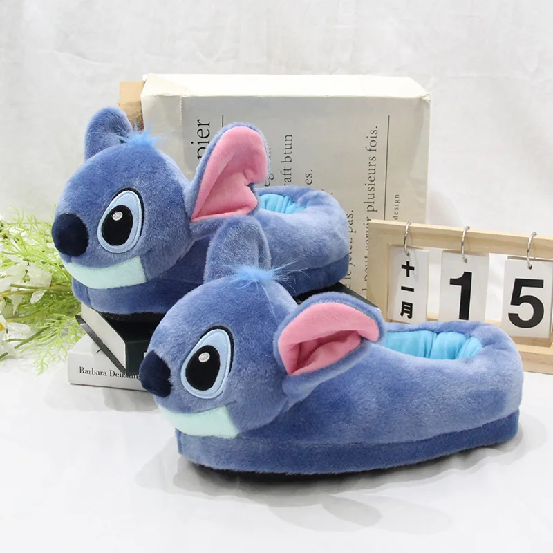 

Anime Cartoon Stitch Slippers Winter Keep Warm Thicken Fleece-Lined Cotton Shoes Indoor Non-Slip Wear-Resistant Cotton Slippers