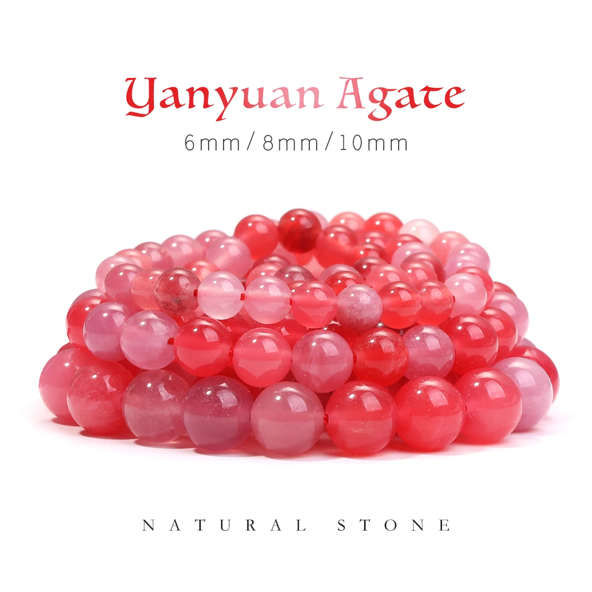 

6 8 10mm YanYuan Agate Bead Round Loose Spacer for Men Women Jewelry Making Diy Necklace Bracelet Gifts Party Birthday Travel