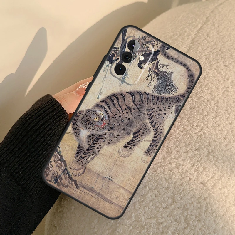 Japanese ukiyo-e Art Panther Tiger Case For Samsung Galaxy A14 A24 A34 A54 A52 A32 A22 A12 A51 A71 A73 A53 A33 A23 A13 Coque