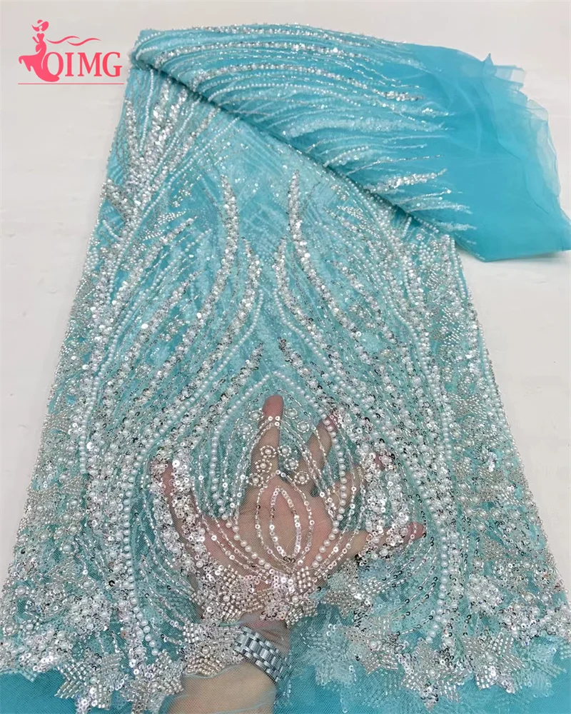 OIMG africano paillettes perline tessuto di pizzo 2024 materiale di alta qualità da sposa francese nigeriano tessuti di pizzo per la festa di nozze cucito