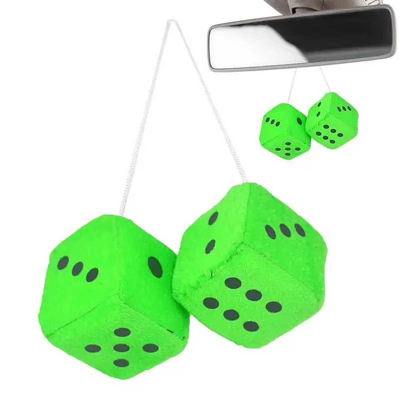 Plush Dice Car Pendant Colorful Rear View Mirror Hanging Charm Auto Interior Suspension Home Fashion Decoration