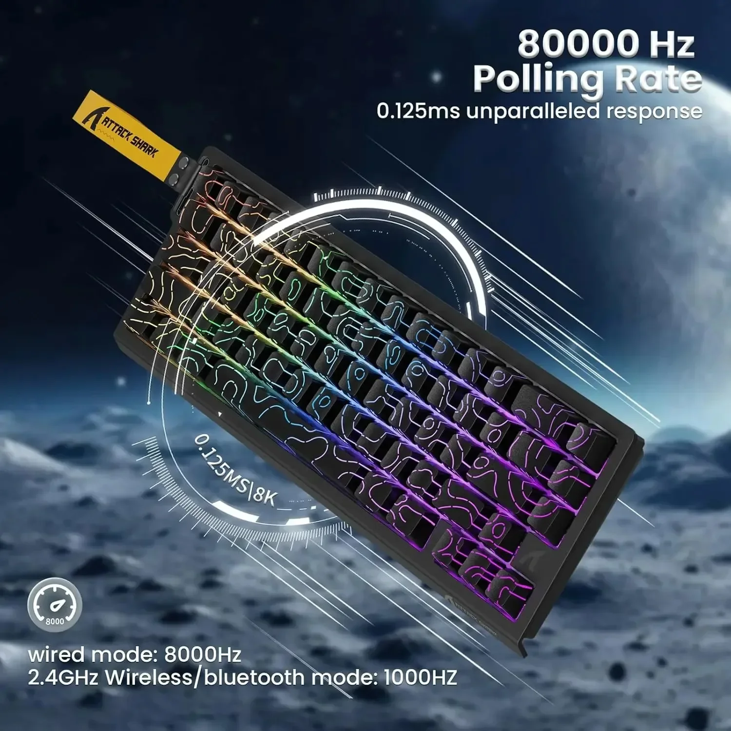 

ATTACK SHARK X68 PRO HE Wireless Gaming Keyboard 8K Polling Rapid Trigger Hot-Swap RGB Magnetic Switches