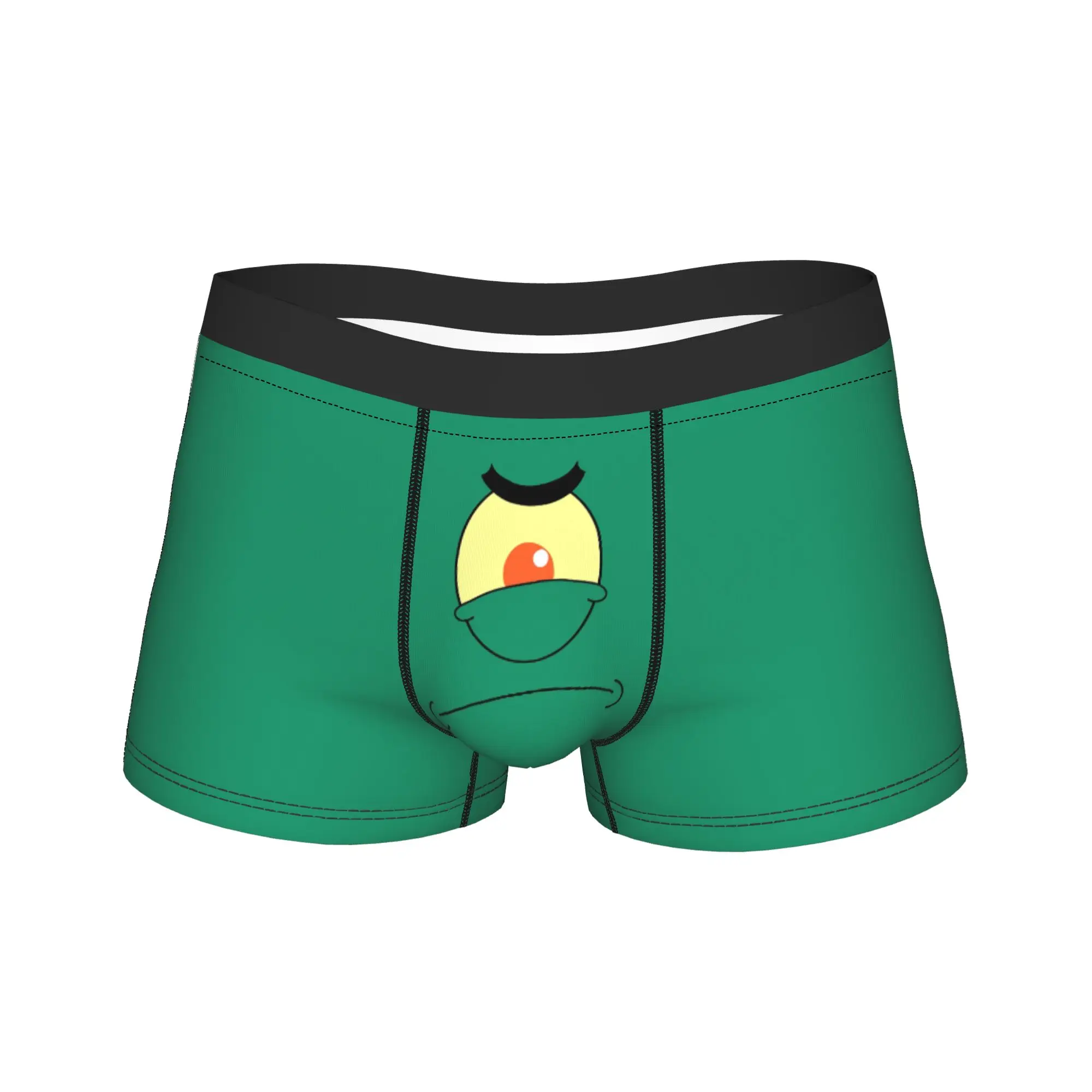 SpongeBobs Solid Green Plankton Closeup Underwear  Males Boxer Brief Elastic Boxer Shorts Hot Sale Printed Plus Size Panties