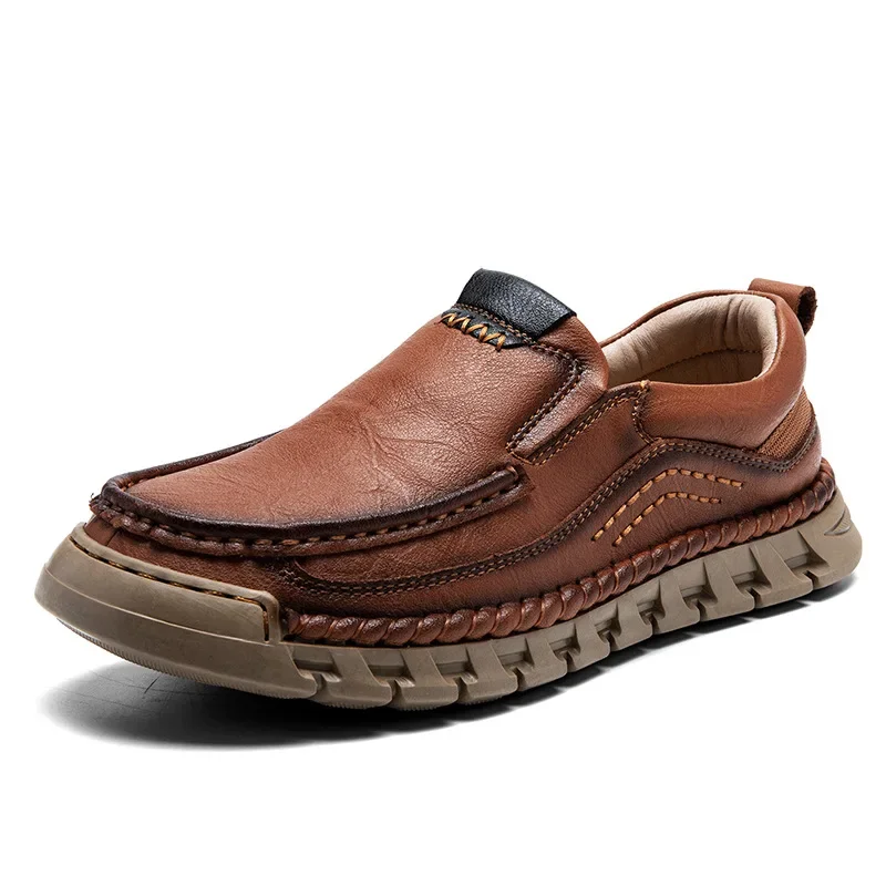 

Retro Loafer Genuine Split Leather Classic Shoes Sewing Comfortable Men Casual Slip-on Club Party Shoe Spring Summer 2025