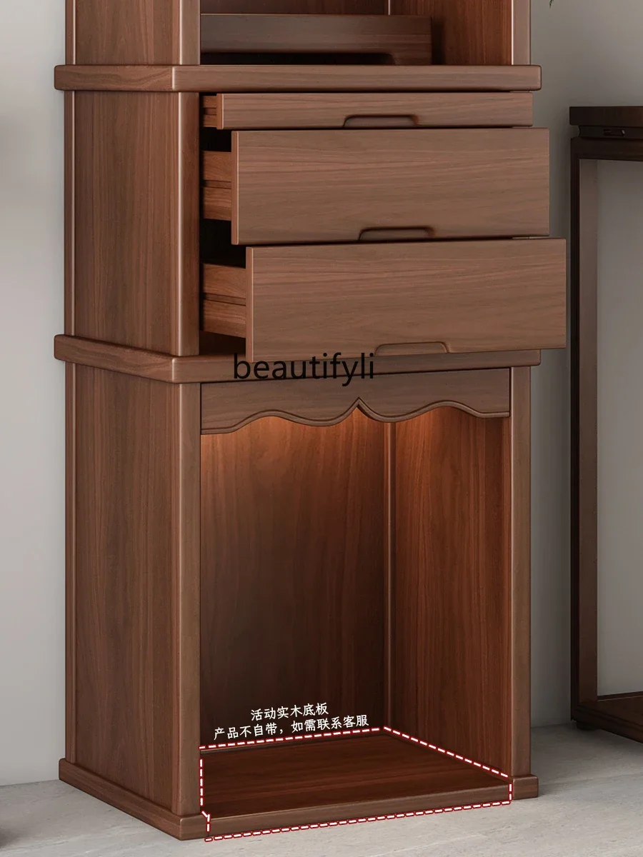 A07  Solid Wood New Chinese Buddha Niche Clothes Closet Household Bodhisattva Altar Cabinet Black Walnut Modern Minimalist Ances