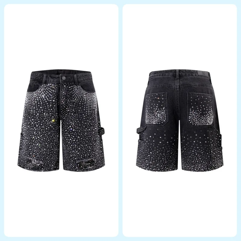 شارع نمط هوب الراقية السراويل الكاملة فضفاضة مستقيم الرجال تصميم فضفاض خمس نقاط