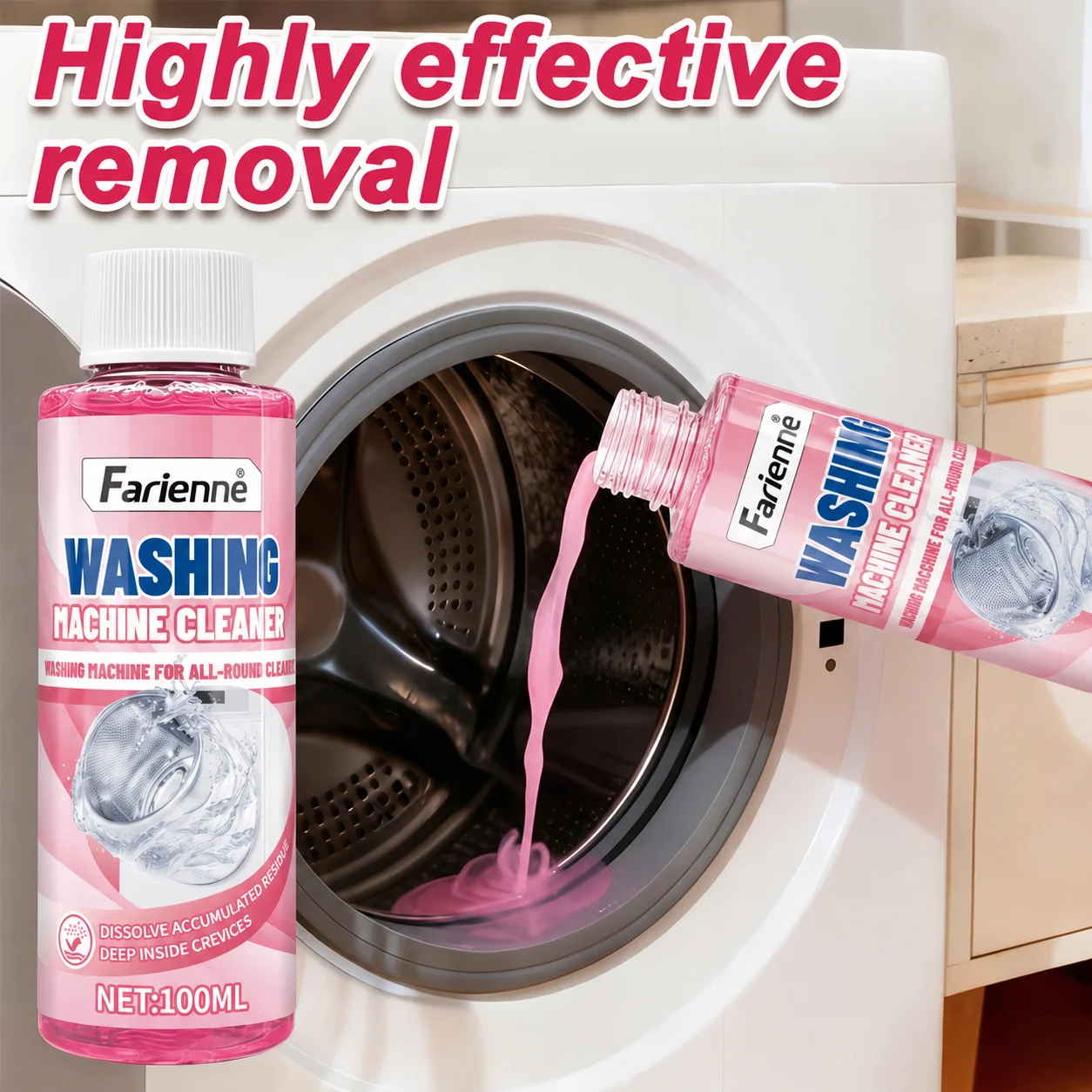KJM Washing Machine Cleaner Deep Clean Liquid For Inner Drum Tub Water Stain Grease Dirt Removal Laundry Appliance Care 100ML