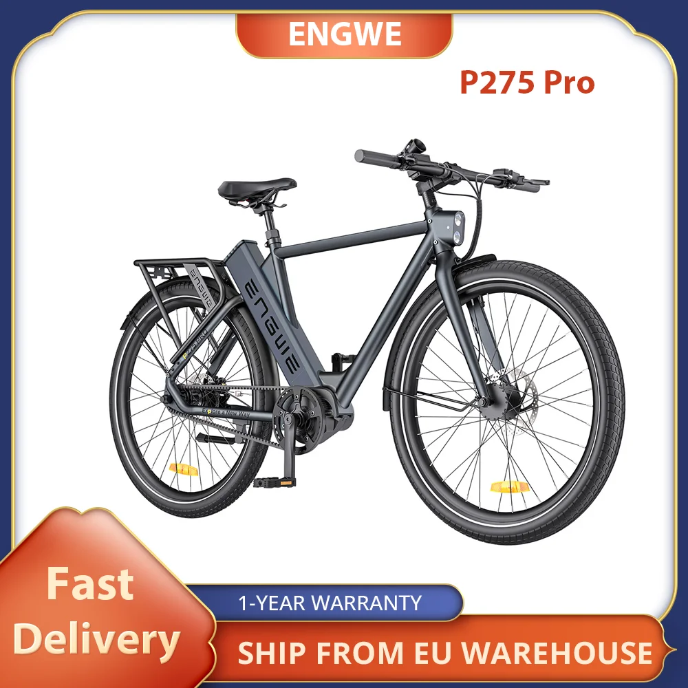 ENGWE P275 Pro City Electric Bike, 250W Bafang Brushless Mid-drive Motor 36V 19.2Ah Battery 27.5'' Spoke Tires Adults E-Bike