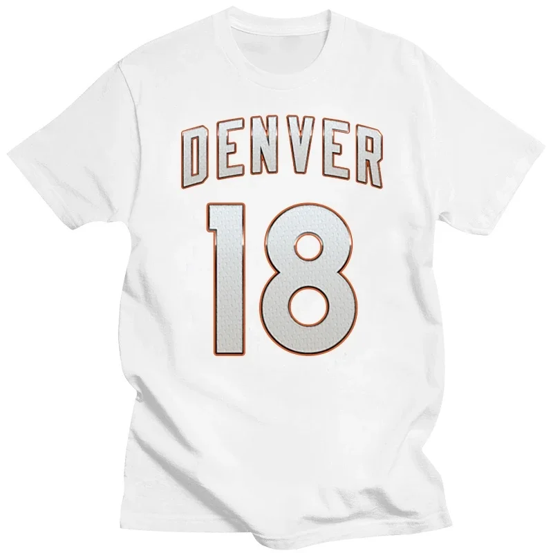 

Funny Casual Breathable Denver 18 White Number T-Shirt Normal Clothing Tee Shirt Humorous 100% Cotton Hiphop heavyweight tops