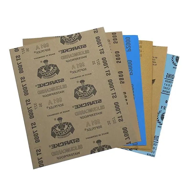 HUATOOL 5Pcs Wet Dry Sandpaper Square Dual Purpose Abrasive Sheets for Wood, Paint & Jade Polishing Smooth Surface Finishing