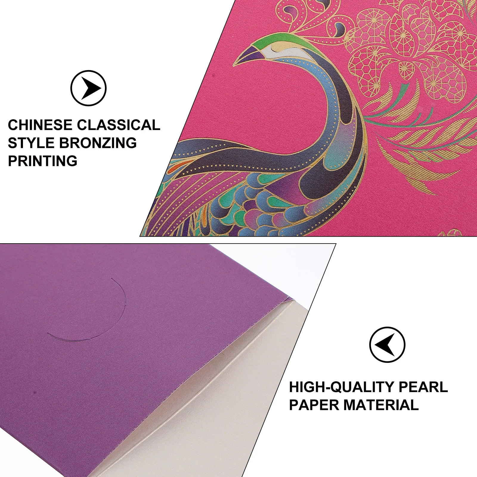 8 stuks Chinese Hong Bao Feestelijke Geld Enveloppen Glad Oppervlak Comfortabele Uiterlijk Uitgebreide Bronzing Ontwerp Geldpakket