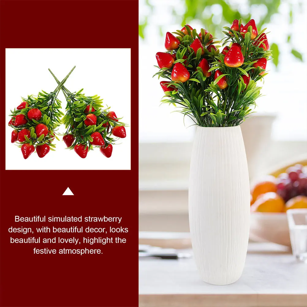 

1pcs Artificial Strawberry Bunch Fake Fruit Stems For Vase Filler Home Decor Party Wedding Diy Craft Garden Decoration