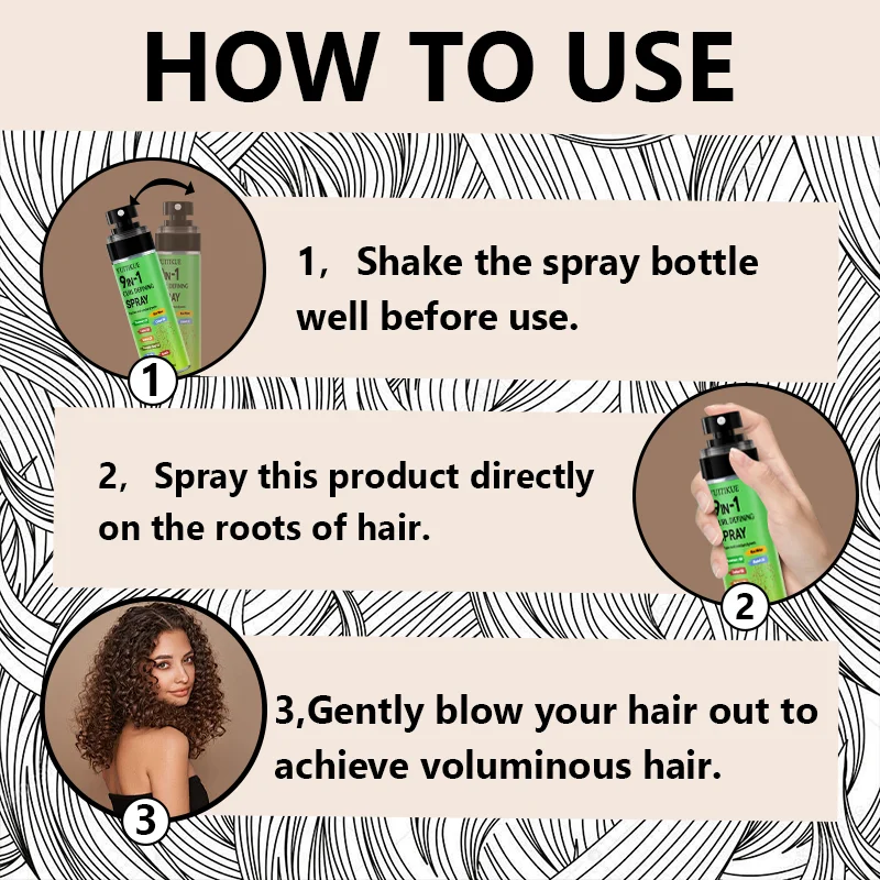 YUITIKUE 9-in-1 Curl Defining Spray, Hydrating & Anti-Dryness Hair Mist with Rice Water & Rosemary Oil