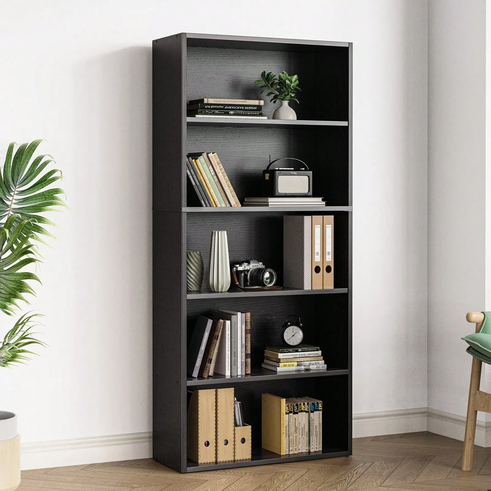 Sweetcrispy 2 Sizes Industrial Bookcase - Large Tall Floor Standing Open Bookshelf For Home Office, Living Room, And Bedroom Storage