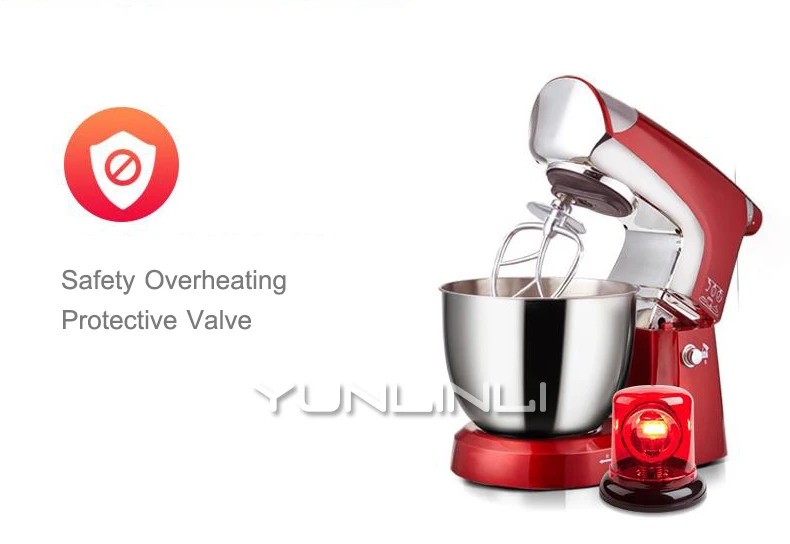 Mesin pengaduk adonan 5L otomatis penuh, Mixer adonan rumah tangga 1000W, Mixer makanan multifungsi