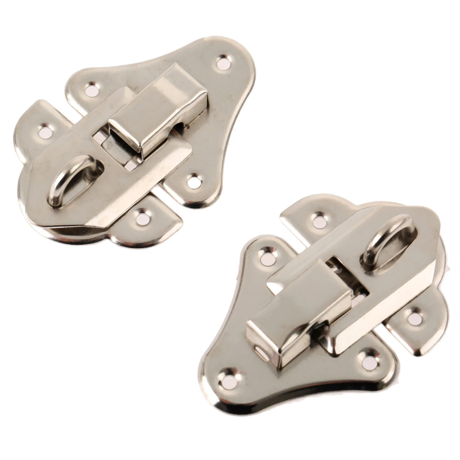 2 قطعة صندوق فضة العتيقة المزالج ديكور غلق بمشبك مزلاج تبديل للمجوهرات صندوق خشبي حقيبة ث/المسمار الأثاث الأجهزة 48*35 مللي متر