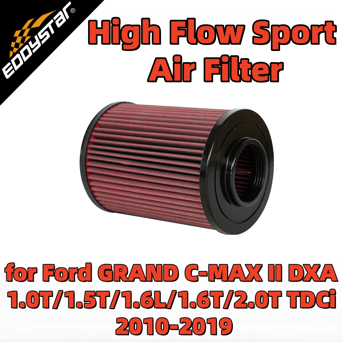 

Спортивный воздушный фильтр с высоким расходом для Ford GRAND C-MAX II DXA 1.0T/1.5T/1.6L/1.6T/2.0T TDCi 2010-2019, моющиеся гоночные впускные фильтры