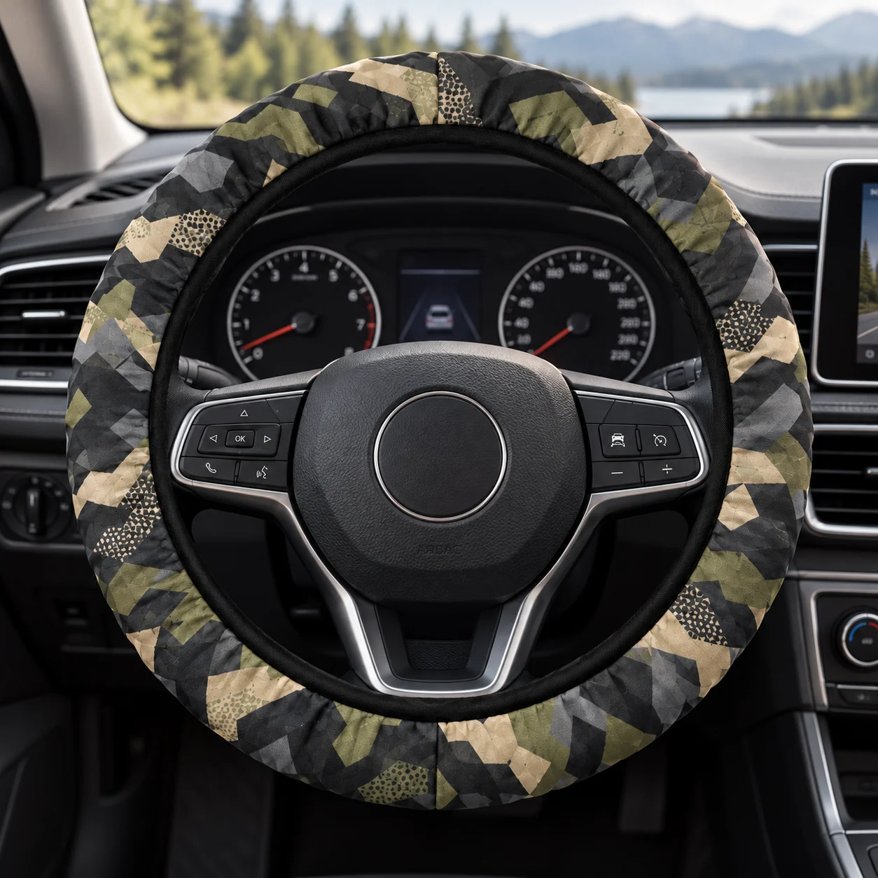 Custom Steering Wheel Cover Personalized Photo Logo Elastic Car Steering Wheel Protector 15 Inch Non Slip Auto Interior Decor