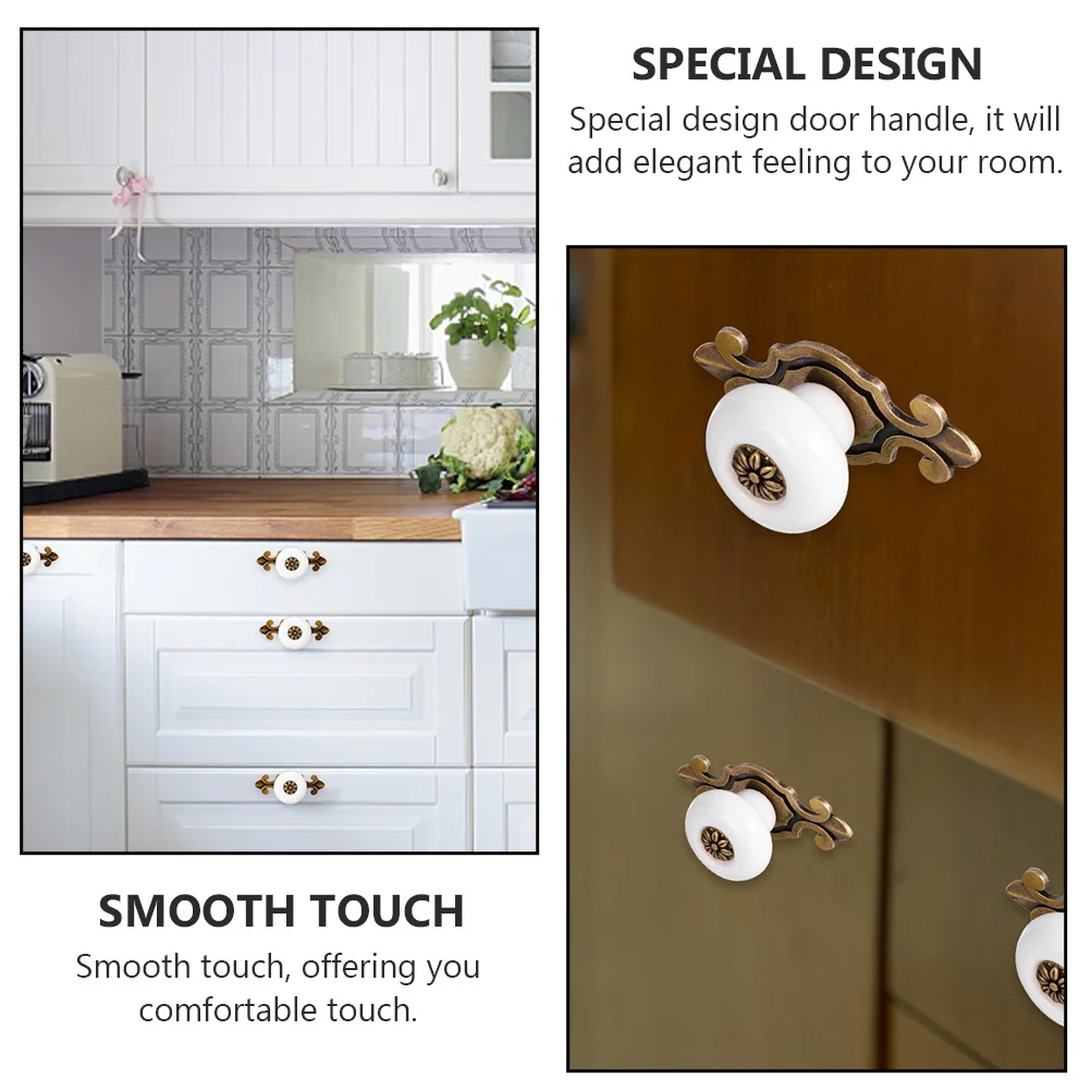 

4Pcs Zinc Alloy Handles Ceramic Decorative Pull for Cabinet Drawer Furniture Knob Replacement Home Wardrobe Accessories
