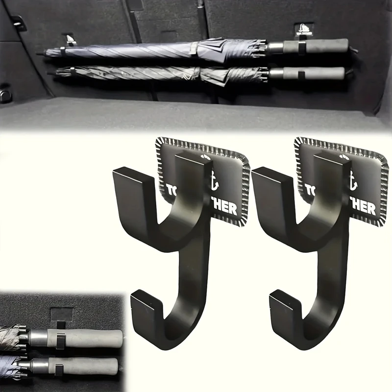 Car Umbrella Hooks - Trunk Hangers, Universal for Sedans with No-Drill Installation, Multi-Functional Seat Back Storage Ra