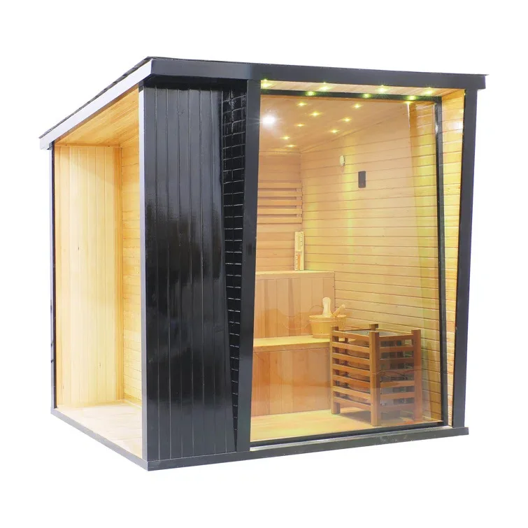 Canadian red cedar wooden design outdoor 2-4 person modern garden smart sauna