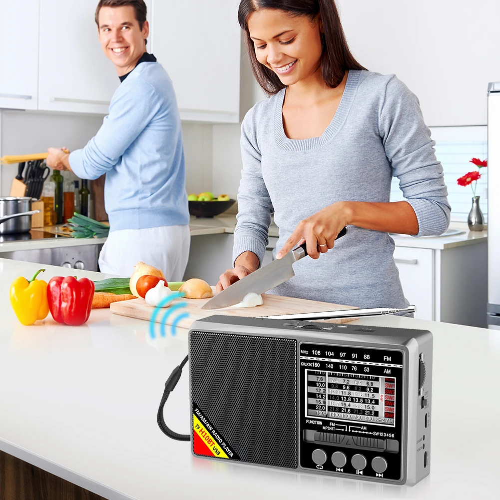 FM/AM/SW Full Band Portable Radio with 3.5mm Headphone Jack Battery Operated Support TF Card Shortwave Radio for Elder