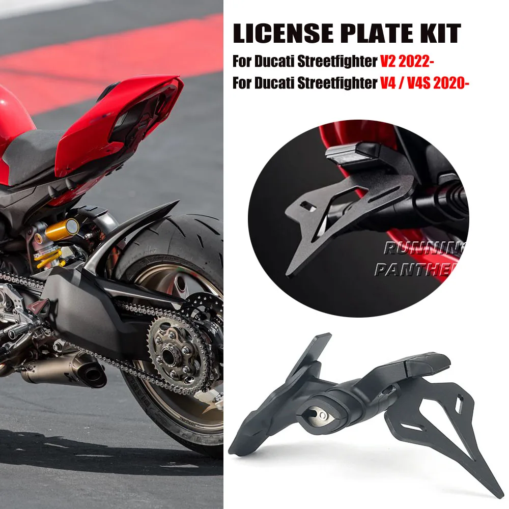 

Motorcycle Rear Short Tail Stock License Plate Holder Tailstock Frame Bracket For Ducati Streetfighter V2 2022- & V4 S V4S 2020-