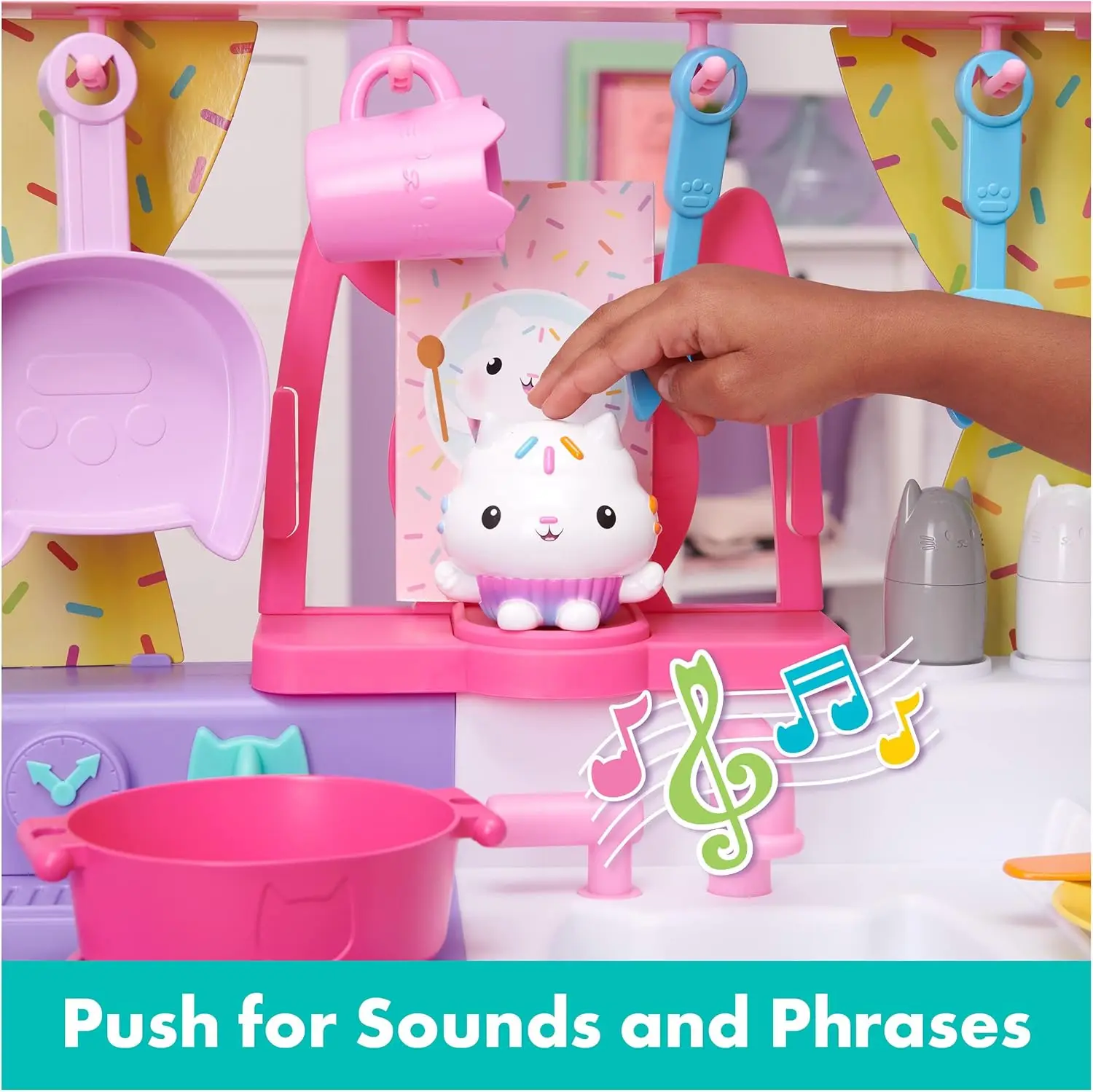 Cakey Kitchen Set for Kids with Play Kitchen Accessories, Play Food, Sounds, Music and Kids Toys for Girls and Boys Ages 3+