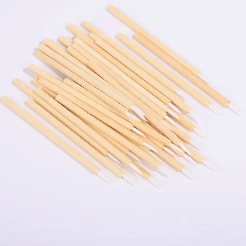 Eco Makeup Detailed Eyeliner Brushes Lip liner Wands with bamboo handles Fine Line Applicator 50pcs/pack