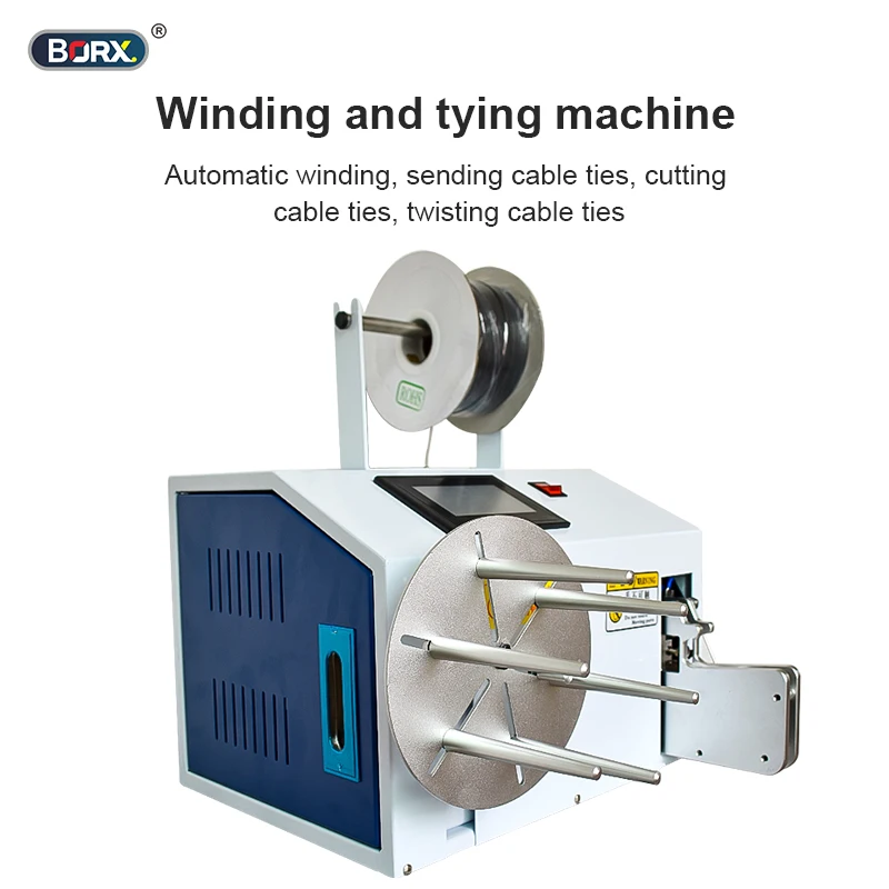 BORX 15-40mm Semi-automatic Wire Tying and Winding Machine 220V Cable Binding Machine with Free Stretch Film Dispenser