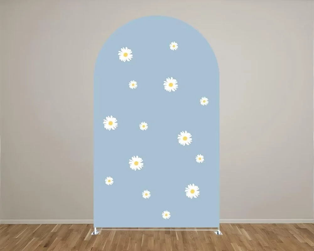 Sun Pattern Daisy Orange Arch Covers Stretchy Backdrop for Groovy Party Rainbow Arch Backdrop Birthday Baby Shower Wedding Decor