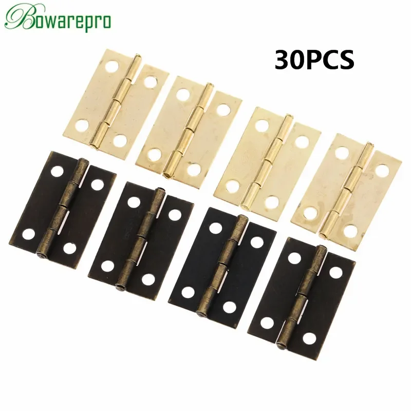 

30Pcs Mini Antique Bronze Hinges Square cupboard Door Hinges For Wooden Cabinet Drawer Jewellery Box Furniture Hardware 24*16MM