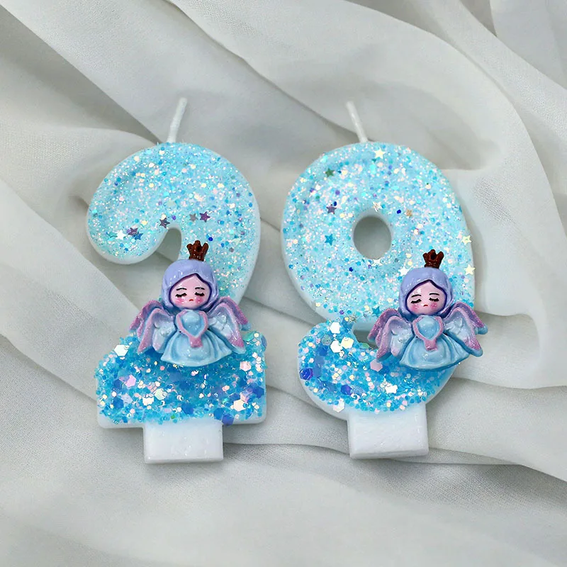 Prinzessin Frozen Geburtstagskerzen 0-9 Zahlen Glitzer Kuchenkerze Kinder Mädchen Geburtstag Party Kuchen Topper Dekoration Lieferungen