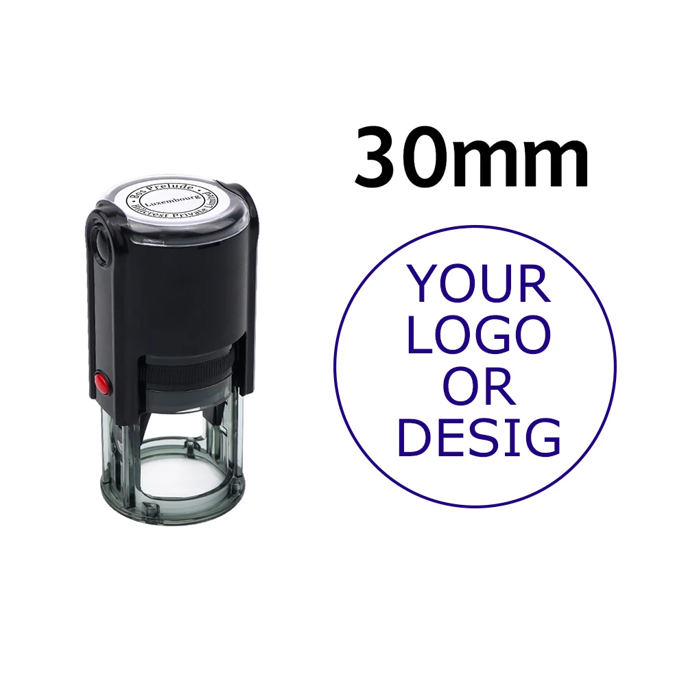 Benutzerdefinierter selbstfärbender Stempel 25/30/40/50 mm rundes Logo-Design P personalisierter Presstyp-Tintenstempel für Hochzeitseinladungsumschläge