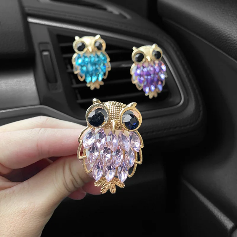 Crystal Owl Chrysanthemum Design Car Fresheners Women Air Vent Flavoring Smell Auto Accessories Interior Vehicle Diffuser Decor