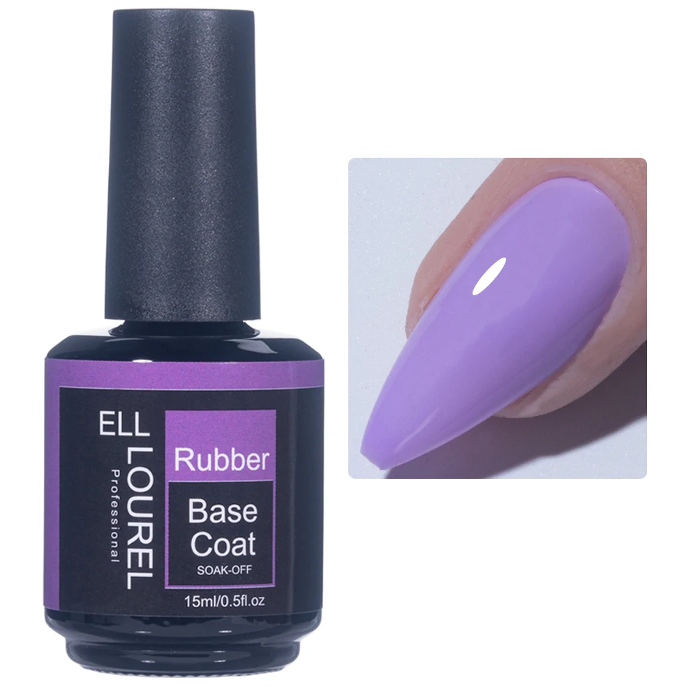 ELL LOUREL Purple Rubber Base Gel Nail Polish 15ml Soft Color Gel Paint Semi Permanent UV Vernis Soak Off Nails Art Varnish