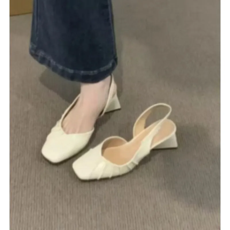 

Designer Summer Women High Heel Sandals Fashion Shallow Cover Toe Shoes Outdoor Dress Gladiator Lady Pumps Casual 2026