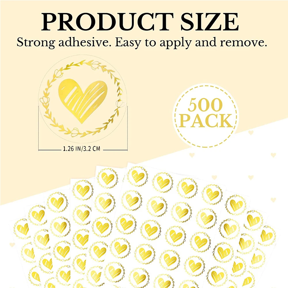 80-160pcs Transparent Bronzing Heart Stickers 1.26 Inch Round Envelope Seals Label for Wedding Party Invitation Card Gift Decor