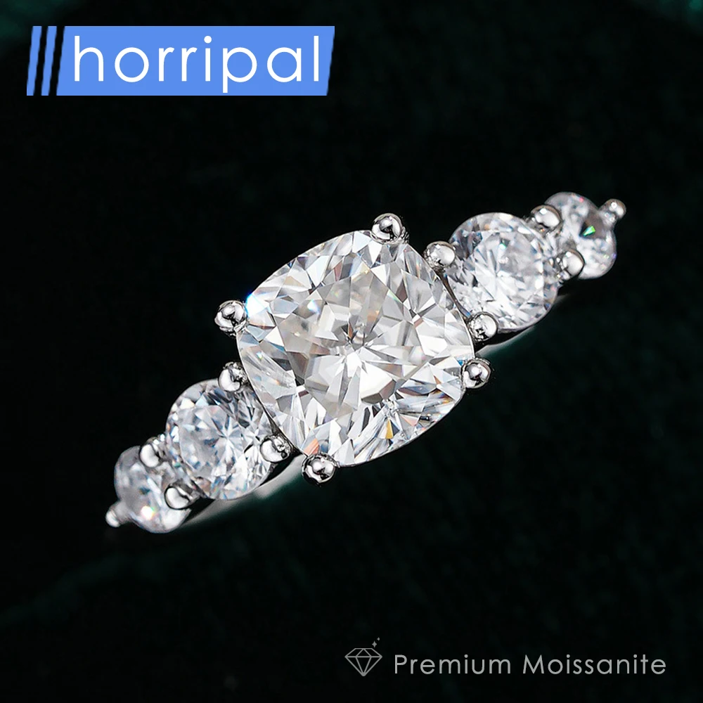

5-Stones Moissanite Wedding Rings for Women D Color VVS1 Ascher Cut Lab Diamond Half Eternity Band s925 Silver Moissanite Rings
