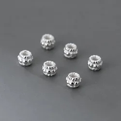 2pcs/lot 925 Sterling Silver Small Oval Loose Beads Spacer 4mm Manual Fancy Bracelets Charm Silver Beads DIY Jewelry Accessories