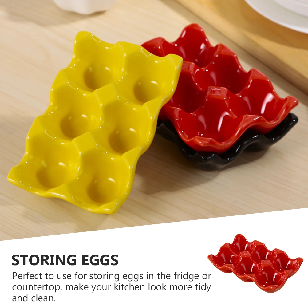 

1Pcs Egg Tray Ceramic Holder Organizer Storage for Kitchen Fridge Countertop Decorative Egg Dispenser Baking Serving Display