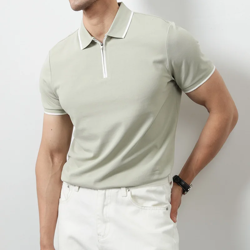 

Men's Summer High Quality Pique Handsome Short Sleeve T-shirt, Men's Slim Fit, Light Luxury Collar, Short Sleeve Polo Top