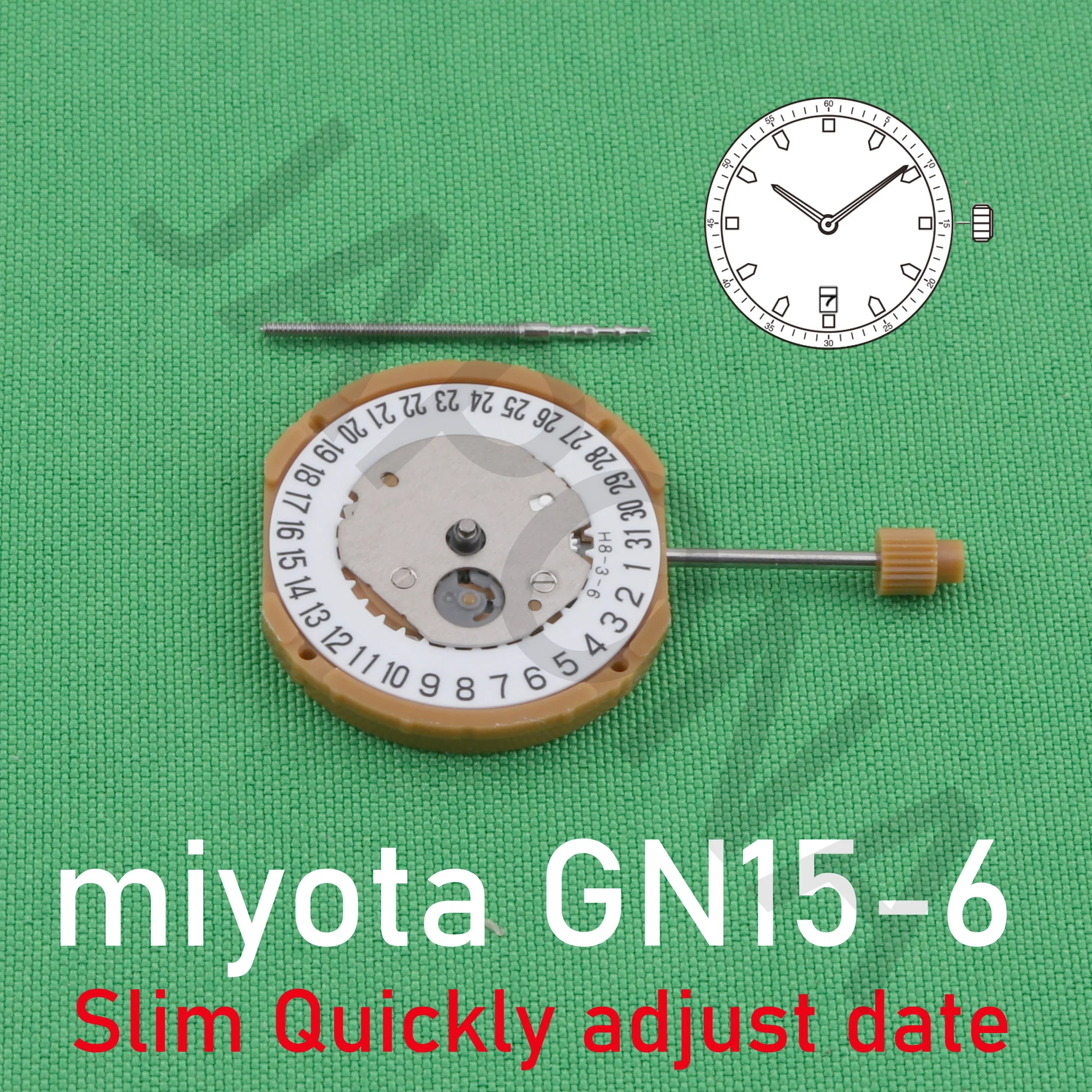 GN15 movement miyota GN15-6 movement japan movement 2hand quartz movement Slim movement  Slim Quickly adjust date