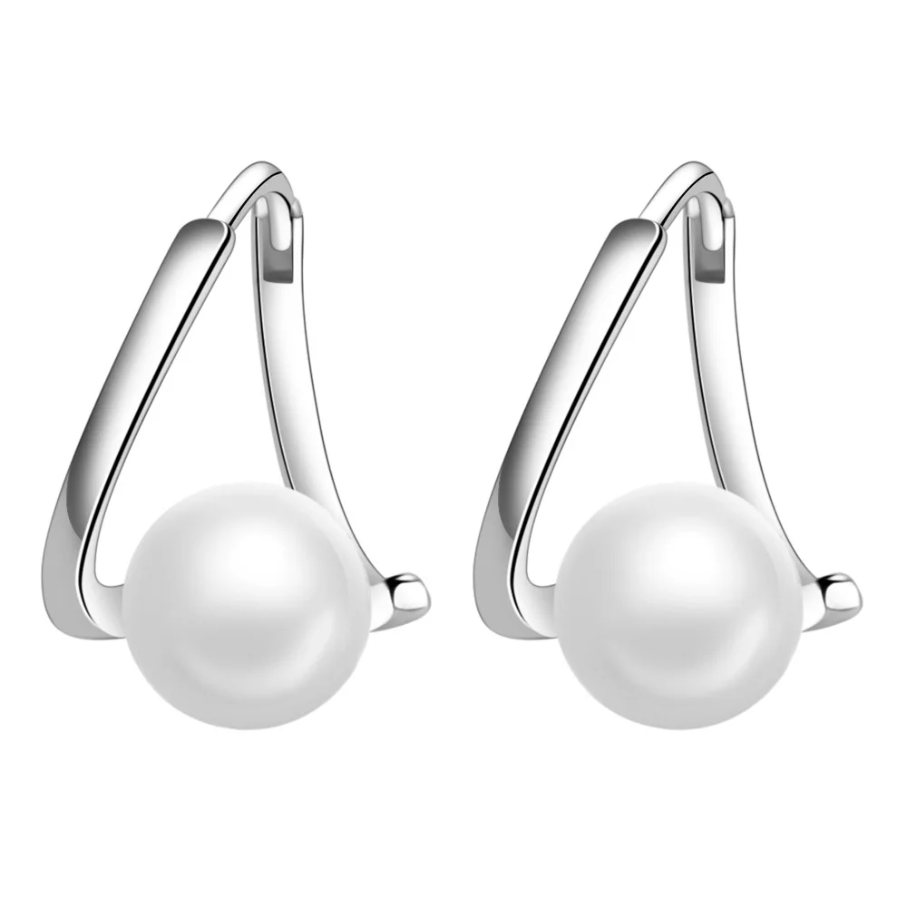 

925 Sterling Silver Earrings Twisted Pearl Earrings Ladies Fashion Simple Birthday Party Wedding Anniversary Jewelry Gift
